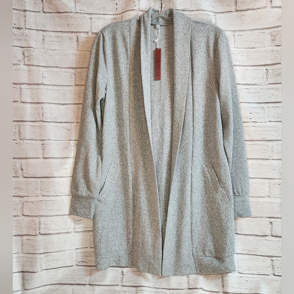 Tribear gray open front cardigan
